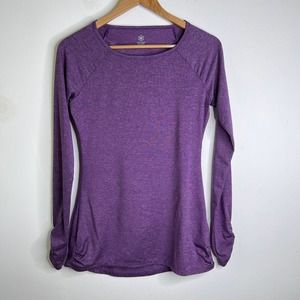 GAIAM Long Sleeve Top Purple Women's XS Ruched Back Yoga Pilates Solid Gym